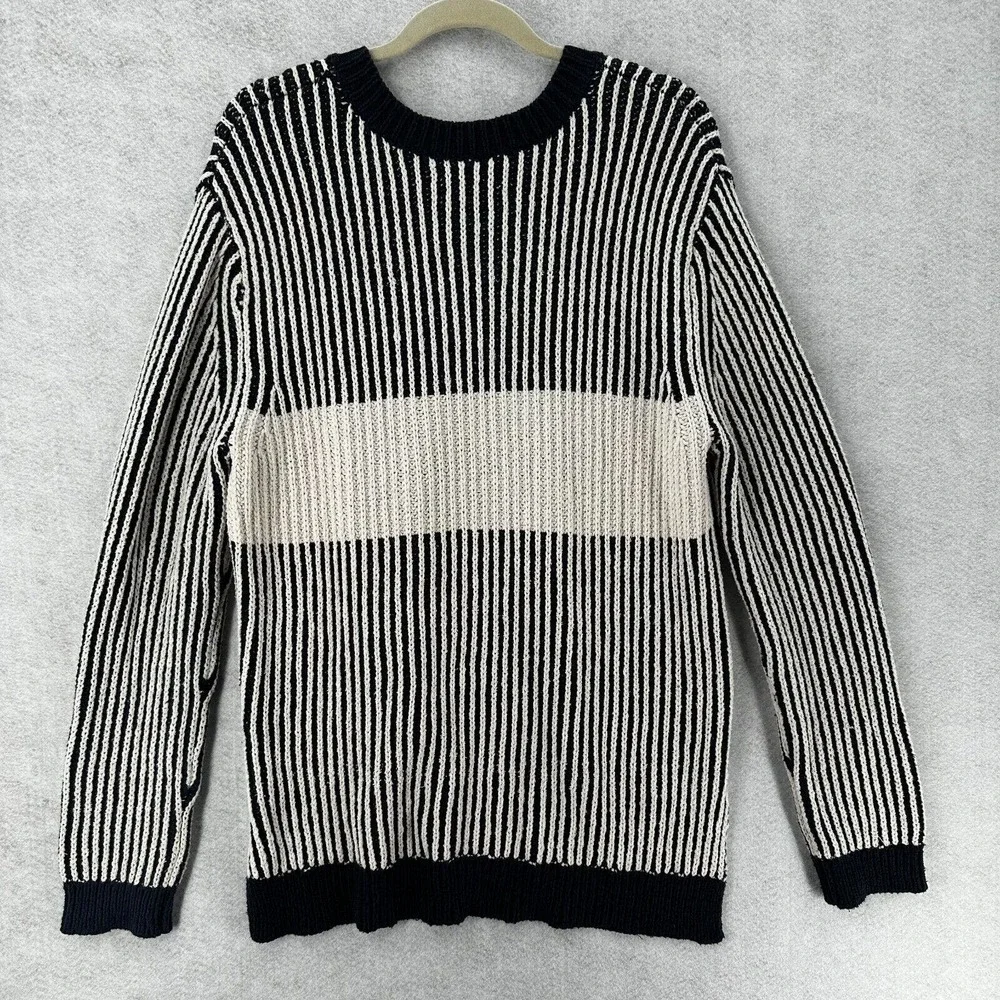 One x One Teaspoon Tunic Sweater Womens LARGE Blue Ivory Oversized‎ Striped - Picture 2 of 15